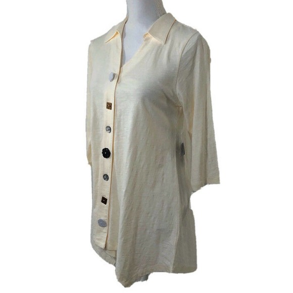 NWT Soft Surroundings XS Ivory Cotton Button Tunic Top Long Sleeve - Picture 2 of 9